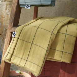 EMINZA Taie d'oreiller carrée gaze de coton (60 x 60 cm) Gaïa Match Vert tilleul Hot