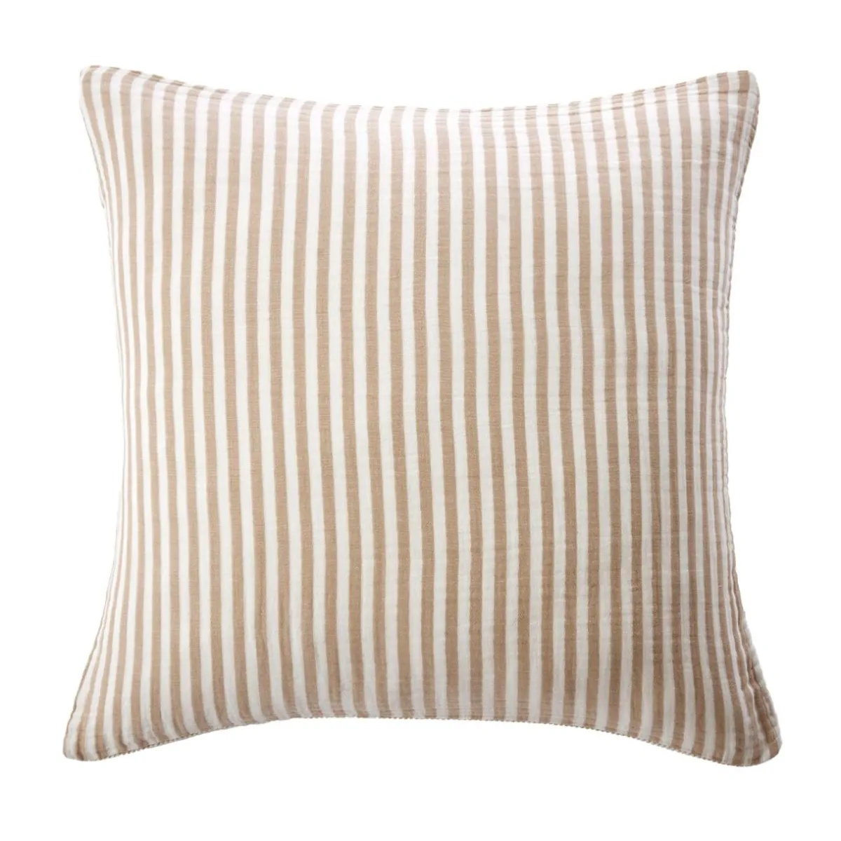 EMINZA Taie d'oreiller Carrée gaze de coton (80 x 80 cm) Gaïa rayures Ficelle Rayure Ficelle New