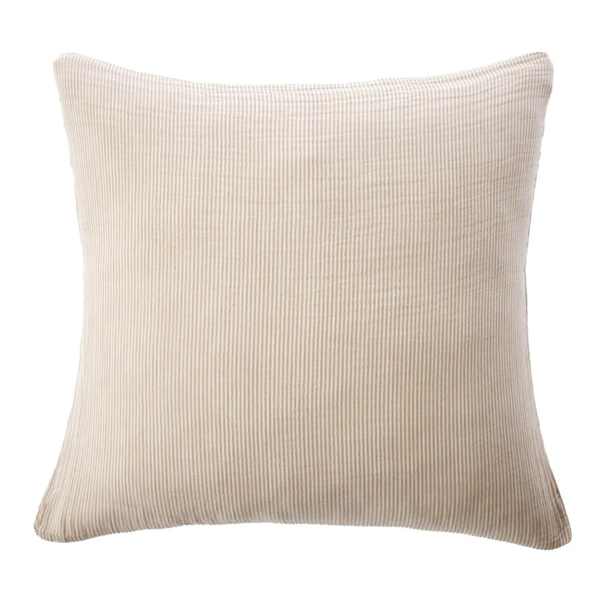 EMINZA Taie d'oreiller Carrée gaze de coton (80 x 80 cm) Gaïa rayures Ficelle Rayure Ficelle New