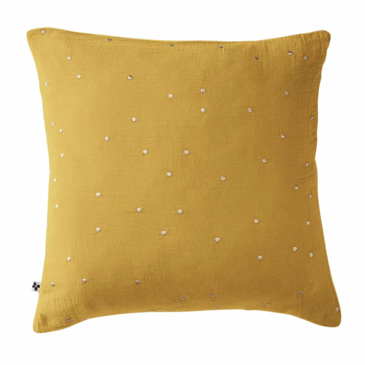 EMINZA Taie d'oreiller carrée gaze de coton (60 x 60 cm) Gaïa Chic Jaune safran Hot