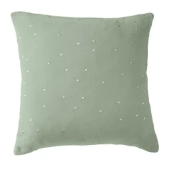 EMINZA Taie d'oreiller carrée gaze de coton (60 x 60 cm) Gaïa Chic Vert Eucalyptus Clearance