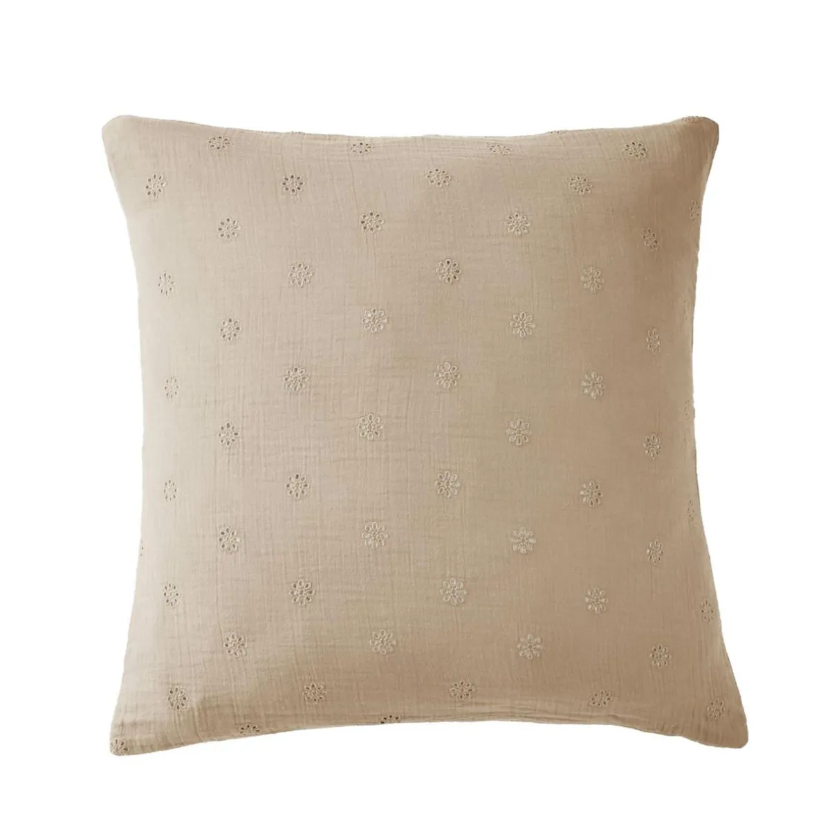 EMINZA Taie d'oreiller carrée gaze de coton (60 x 60 cm) Gaïa Boho Ficelle Hot