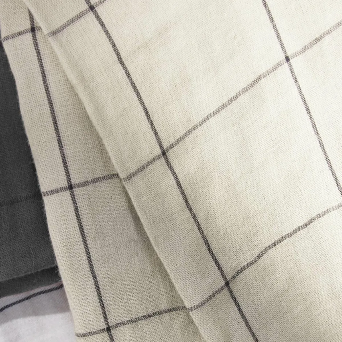 EMINZA Taie d'oreiller carrée gaze de coton (60 x 60 cm) Gaïa Match pampa Beige Discount