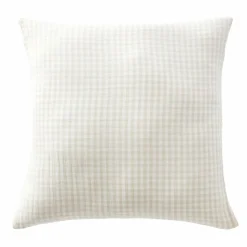 EMINZA Taie d'oreiller Carrée gaze de coton (80 x 80 cm) Gaïa Vichy beige New