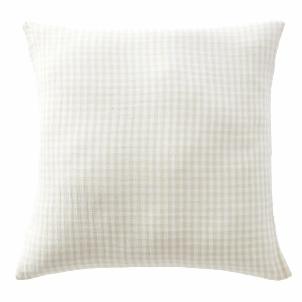 EMINZA Taie d'oreiller Carrée gaze de coton (80 x 80 cm) Gaïa Vichy beige New