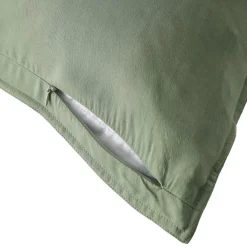 EMINZA Taie d'oreiller carrée lyocell Tencel™ lavé (80 x 80 cm) Olivia Vert romarin