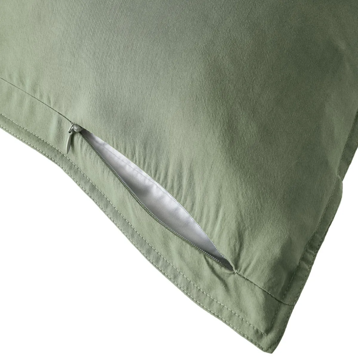 EMINZA Taie d'oreiller carrée lyocell Tencel™ lavé (80 x 80 cm) Olivia Vert romarin