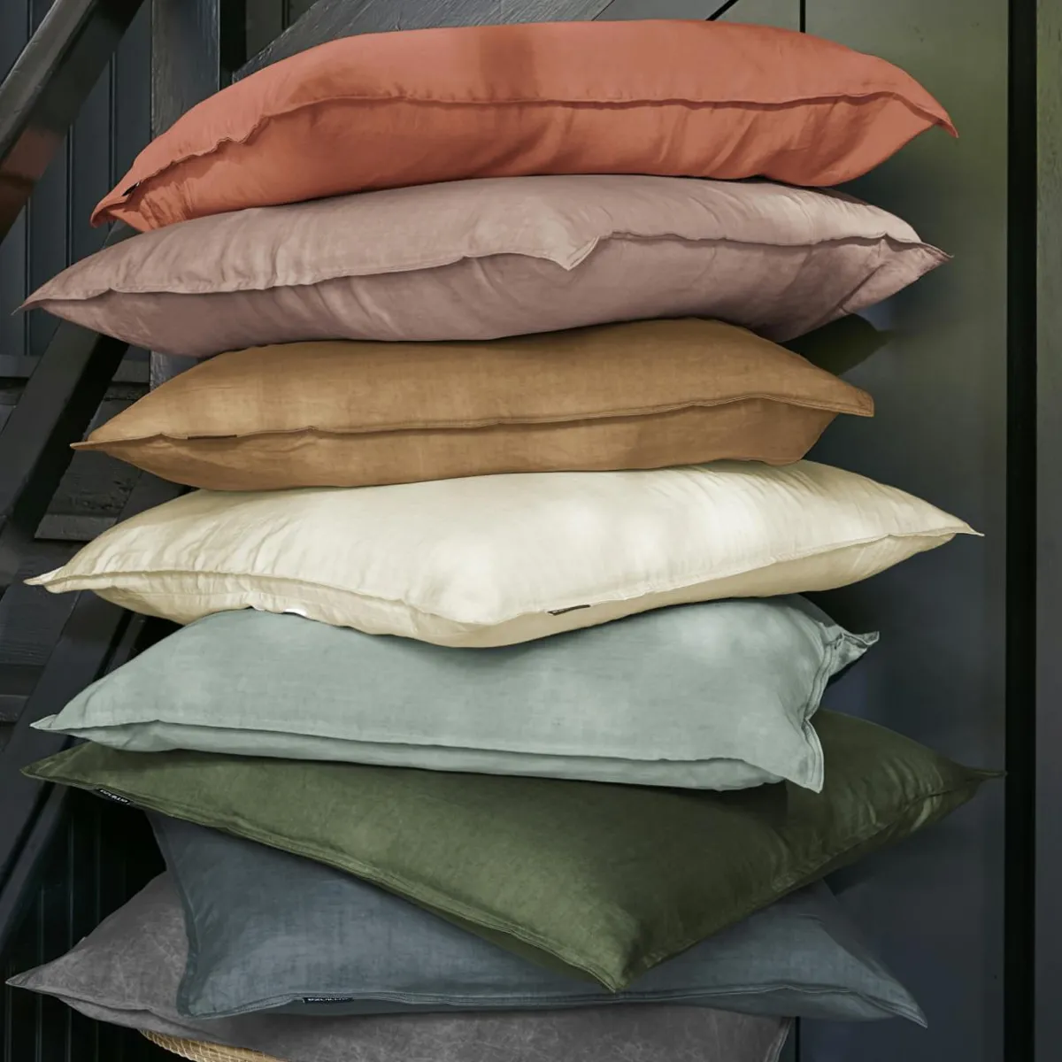 EMINZA Taie d'oreiller carrée lyocell Tencel™ lavé (80 x 80 cm) Olivia stone Bleu Online