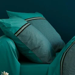 TRADI LINGE Taie d'oreiller carrée percale de coton (65 x 65 cm) Gustav émeraude Vert New