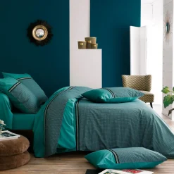 TRADI LINGE Taie d'oreiller carrée percale de coton (65 x 65 cm) Gustav émeraude Vert New