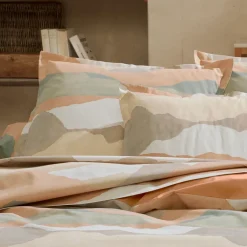 TRADI LINGE Taie d'oreiller carrée percale de coton (65 x 65 cm) Land Craie Beige