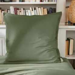 EMINZA Taie d'oreiller carrée percale de coton (65 x 65 cm) Cali Vert romarin Online