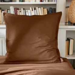 EMINZA Taie d'oreiller carrée percale de coton (80 x 80 cm) Cali Marron Chocolat Sale