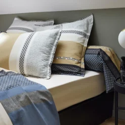 TRADILINGE Taie d'oreiller carrée percale de coton (65 x 65 cm) Marlow e Gris Discount