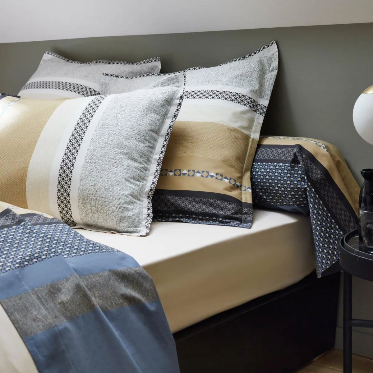 TRADILINGE Taie d'oreiller carrée percale de coton (65 x 65 cm) Marlow e Gris Discount