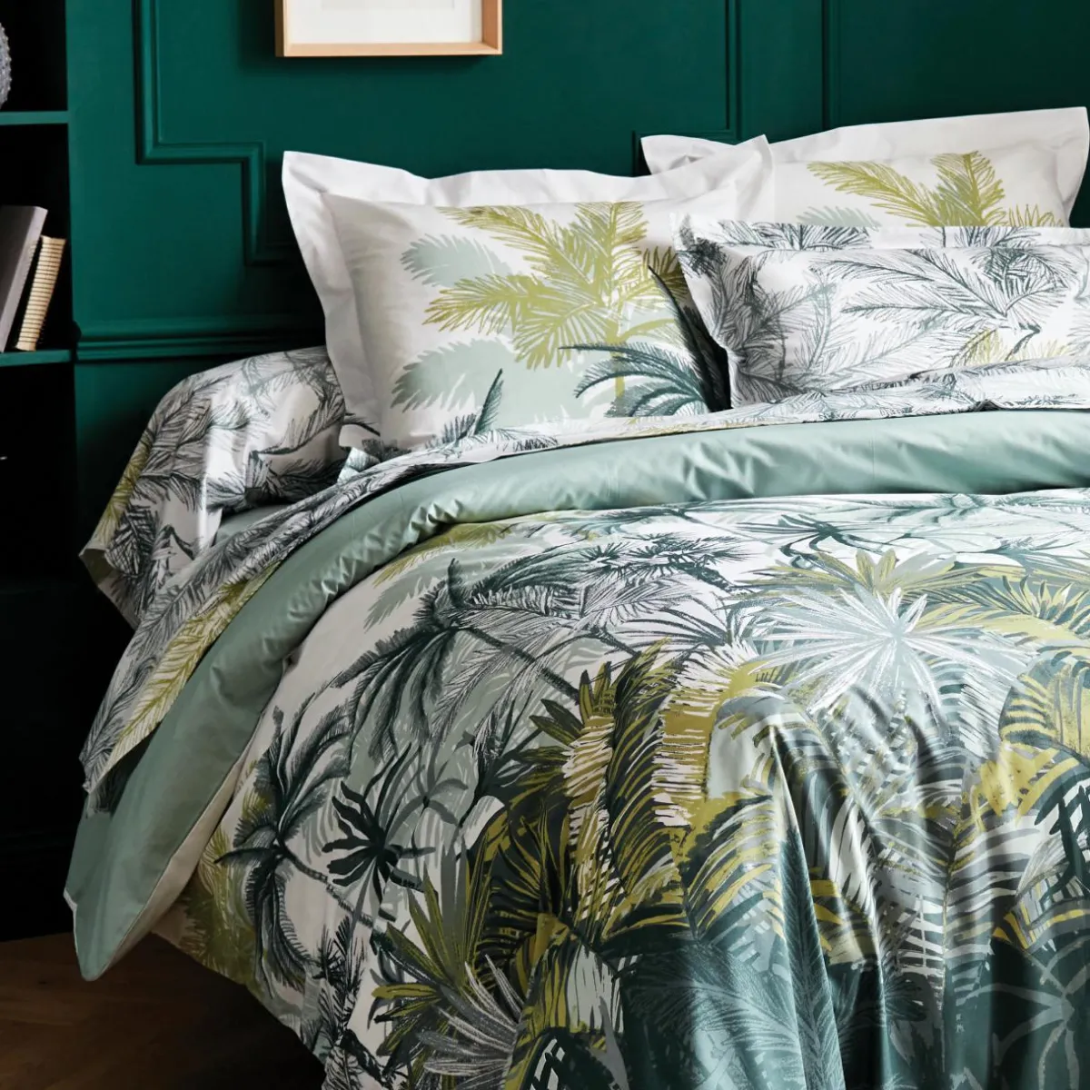 TRADILINGE Taie d'oreiller carrée percale de coton (65 x 65 cm) Trinidad Mousson Verte Multicolore Clearance