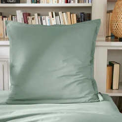 EMINZA Taie d'oreiller carrée percale de coton (80 x 80 cm) Cali Vert Eucalyptus Sale