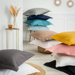EMINZA Taie d'oreiller carrée percale de coton (80 x 80 cm) Cali Gris Anthracite Clearance
