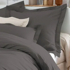 EMINZA Taie d'oreiller carrée percale de coton (80 x 80 cm) Cali Gris Anthracite Clearance