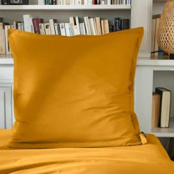 EMINZA Taie d'oreiller carrée percale de coton (65 x 65 cm) Cali Jaune moutarde Discount