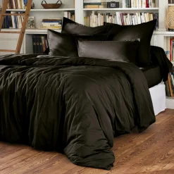 EMINZA Taie d'oreiller carrée percale de coton (65 x 65 cm) Cali e Noir New
