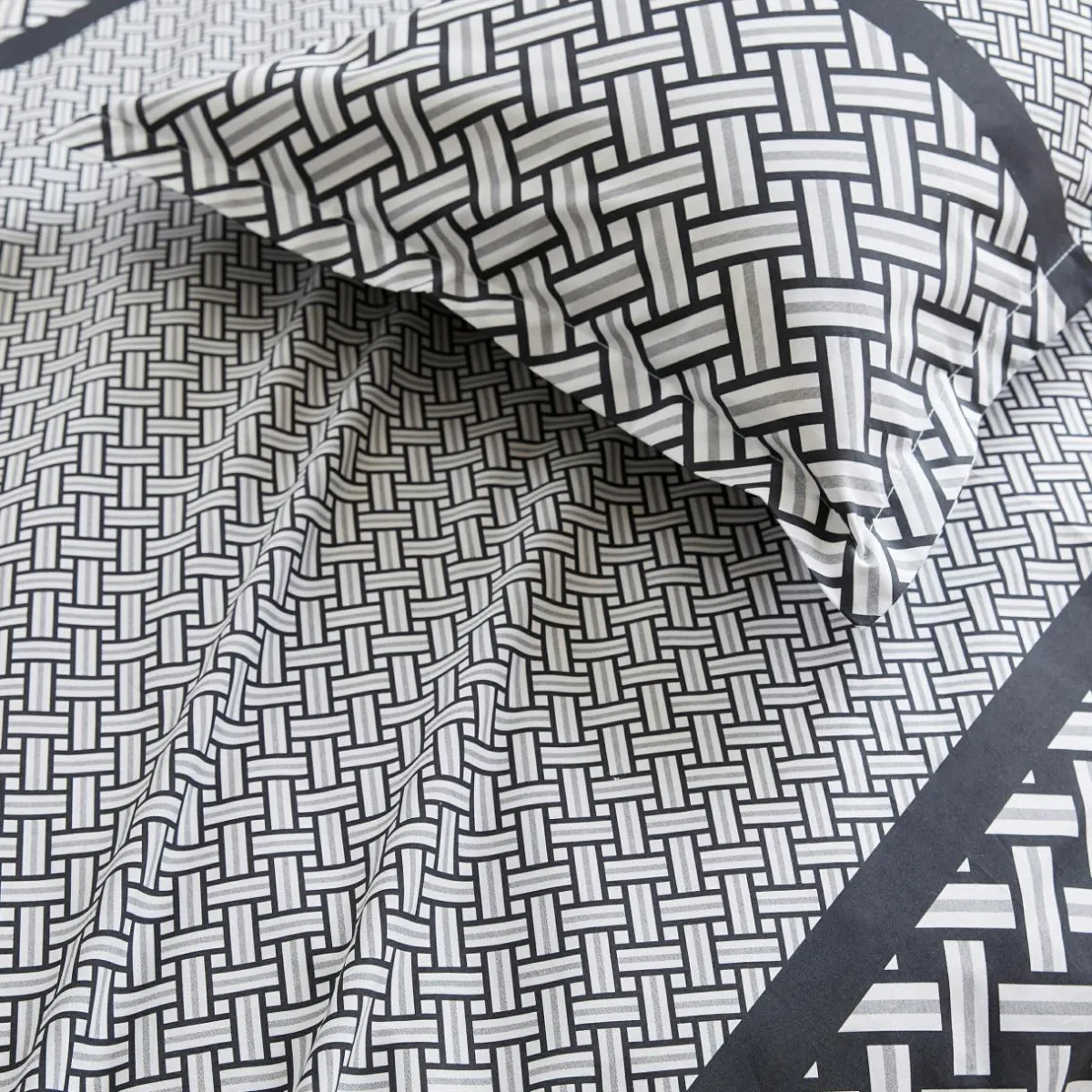 TRADILINGE Taie d'oreiller carrée percale de coton (65 x 65 cm) Riviera e Gris