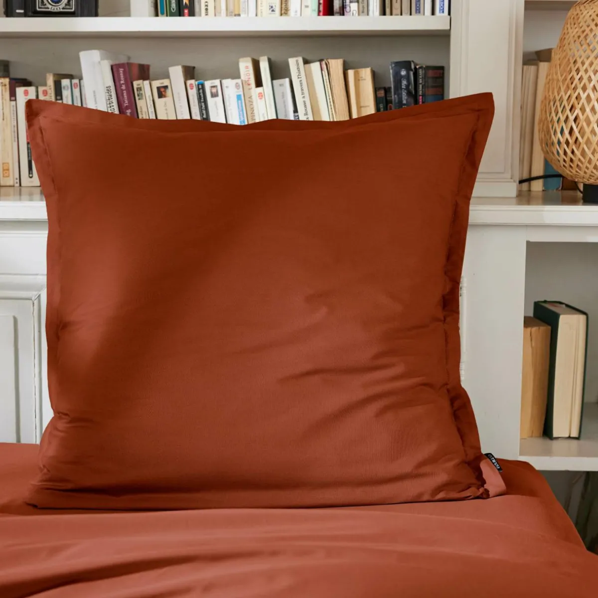 EMINZA Taie d'oreiller carrée percale de coton (65 x 65 cm) Cali Terracotta Discount