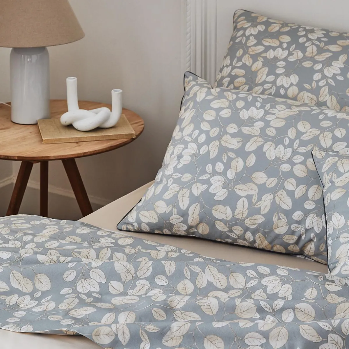 TRADILINGE Taie d'oreiller carrée percale de coton (65 x 65 cm) Lison e Gris Outlet