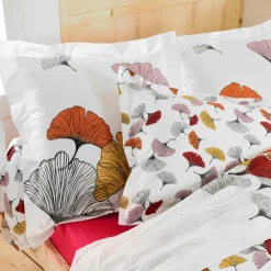 TRADI LINGE Taie d'oreiller carrée percale de coton (65 x 65 cm) Ginkgo Multicolore Online