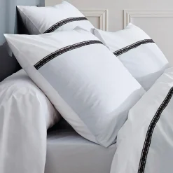 TRADI LINGE Taie d'oreiller carrée percale de coton Passion he Blanc Hot