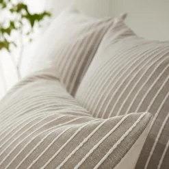 EMINZA Taie d'oreiller carrée réversible coton texturé et percale (60 x 60 cm) Alice Ecru Outlet
