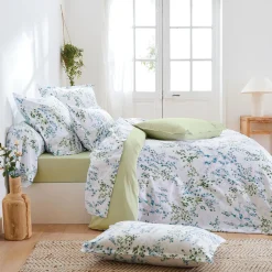 TRADILINGE Taie d'oreiller carrée satin de coton (65 x 65 cm) Angèle Vert tilleul Discount