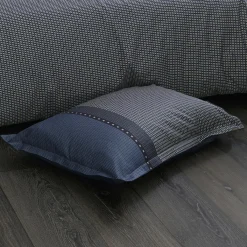 TRADI LINGE Taie d'oreiller carrée satin de coton (65 x 65 cm) Enzo e Bleu Hot