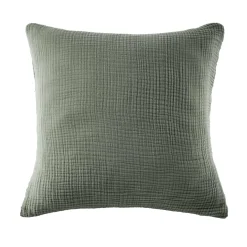 EMINZA Taie d'oreiller quadruple gaze de coton (60 x 60 cm) Victoria x Gaïa Vert romarin Discount
