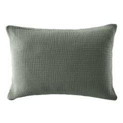 EMINZA Taie d'oreiller quadruple gaze de coton ( 50 x 70 cm) Victoria x Gaïa Vert romarin Hot