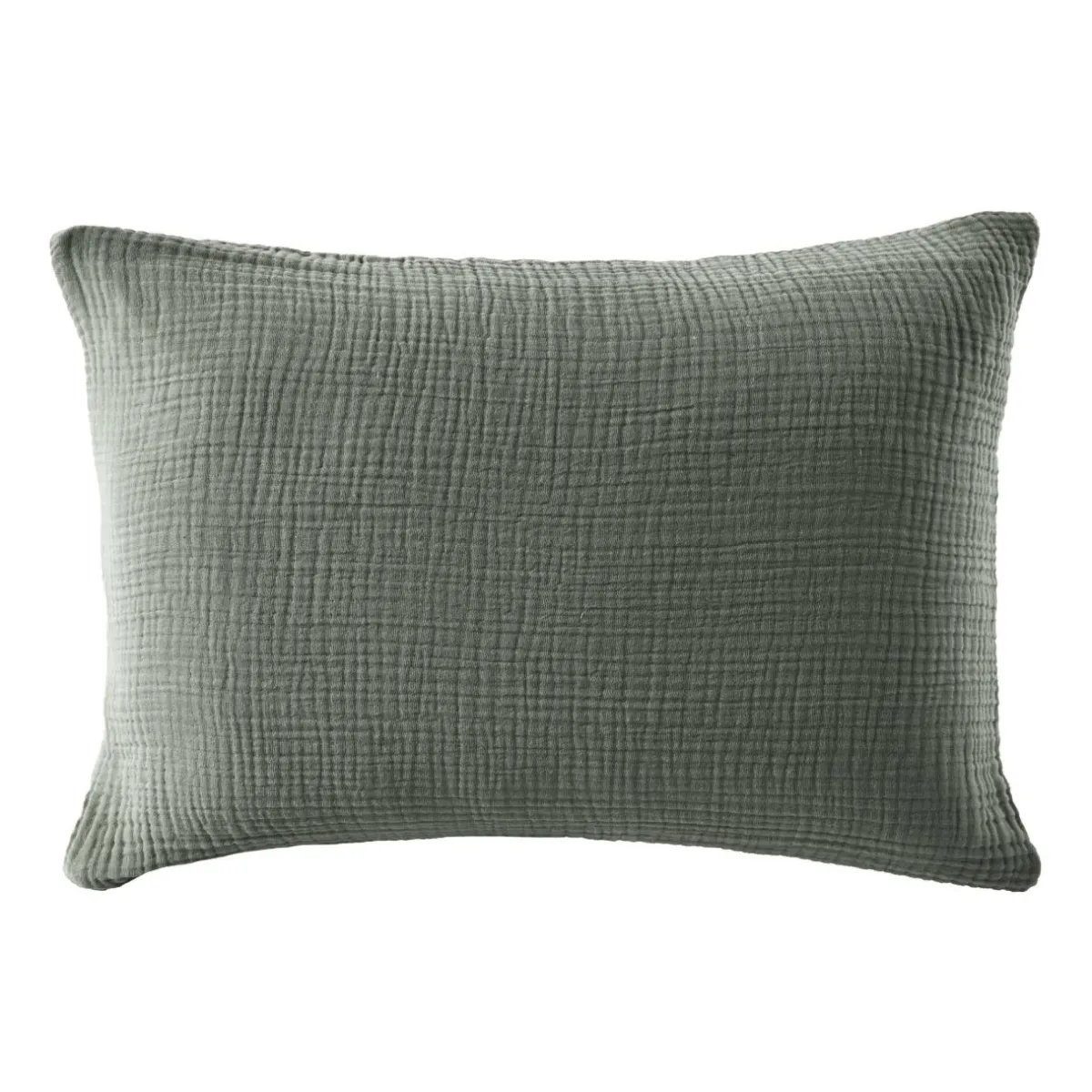 EMINZA Taie d'oreiller quadruple gaze de coton ( 50 x 70 cm) Victoria x Gaïa Vert romarin Hot