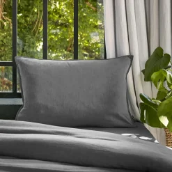 EMINZA Taie d'oreiller rectangulaire lyocell Tencel™ lavé (50 x 80 cm) Olivia granit Gris Sale