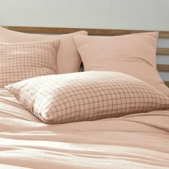 EMINZA Taie d'oreiller rectangulaire gaze de coton (50 x 70 cm) Gaïa Mix Rose poudré Clearance