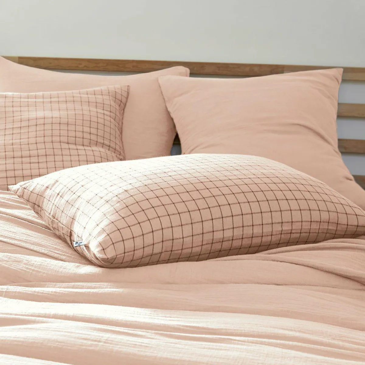 EMINZA Taie d'oreiller rectangulaire gaze de coton (50 x 70 cm) Gaïa Mix Rose poudré Clearance