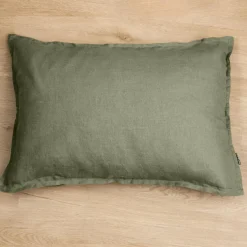 EMINZA Taie d'oreiller rectangulaire lin lavé (50 x 80 cm) Louise Vert romarin Online