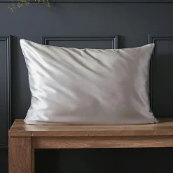 EMINZA Taie d'oreiller rectangulaire soie de mûrier (50 x 80 cm) Mizuki Gris clair Outlet
