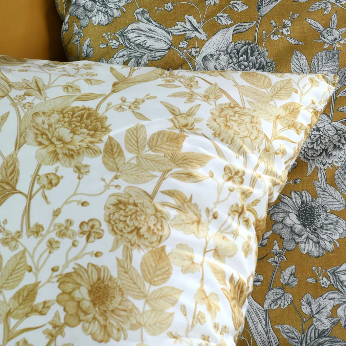 STOF Taie d'oreiller rectangulaire percale de coton (50 x 70 cm) Jacinthe Jaune moutarde Best