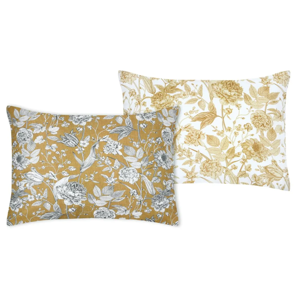STOF Taie d'oreiller rectangulaire percale de coton (50 x 70 cm) Jacinthe Jaune moutarde Best