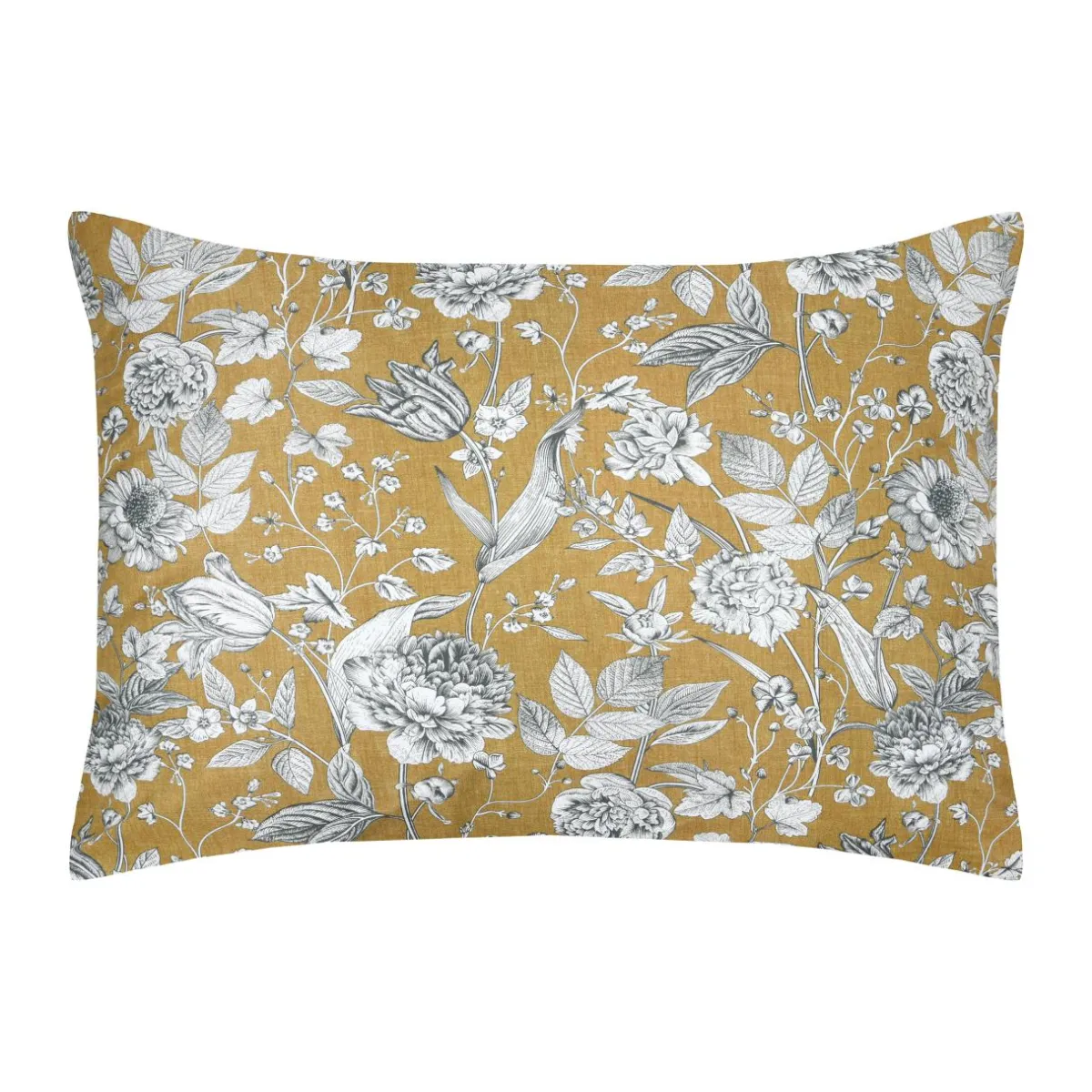 STOF Taie d'oreiller rectangulaire percale de coton (50 x 70 cm) Jacinthe Jaune moutarde Best