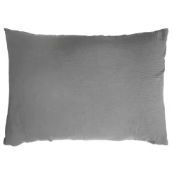 EMINZA Taie d'oreiller rectangulaire gaze de coton (50 x 70 cm) Gaïa Gris granit Gris foncé Online
