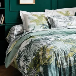 TRADILINGE Taie d'oreiller rectangulaire percale de coton (50 x 70 cm) Trinidad Mousson e Vert Hot