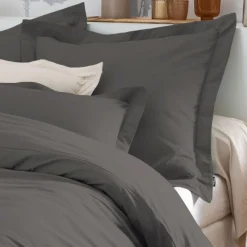 EMINZA Taie d'oreiller rectangulaire percale de coton (80 cm) Cali Gris Anthracite Discount