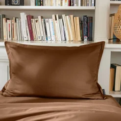 EMINZA Taie d'oreiller rectangulaire percale de coton (50 x 80 cm) Cali Marron Chocolat Sale