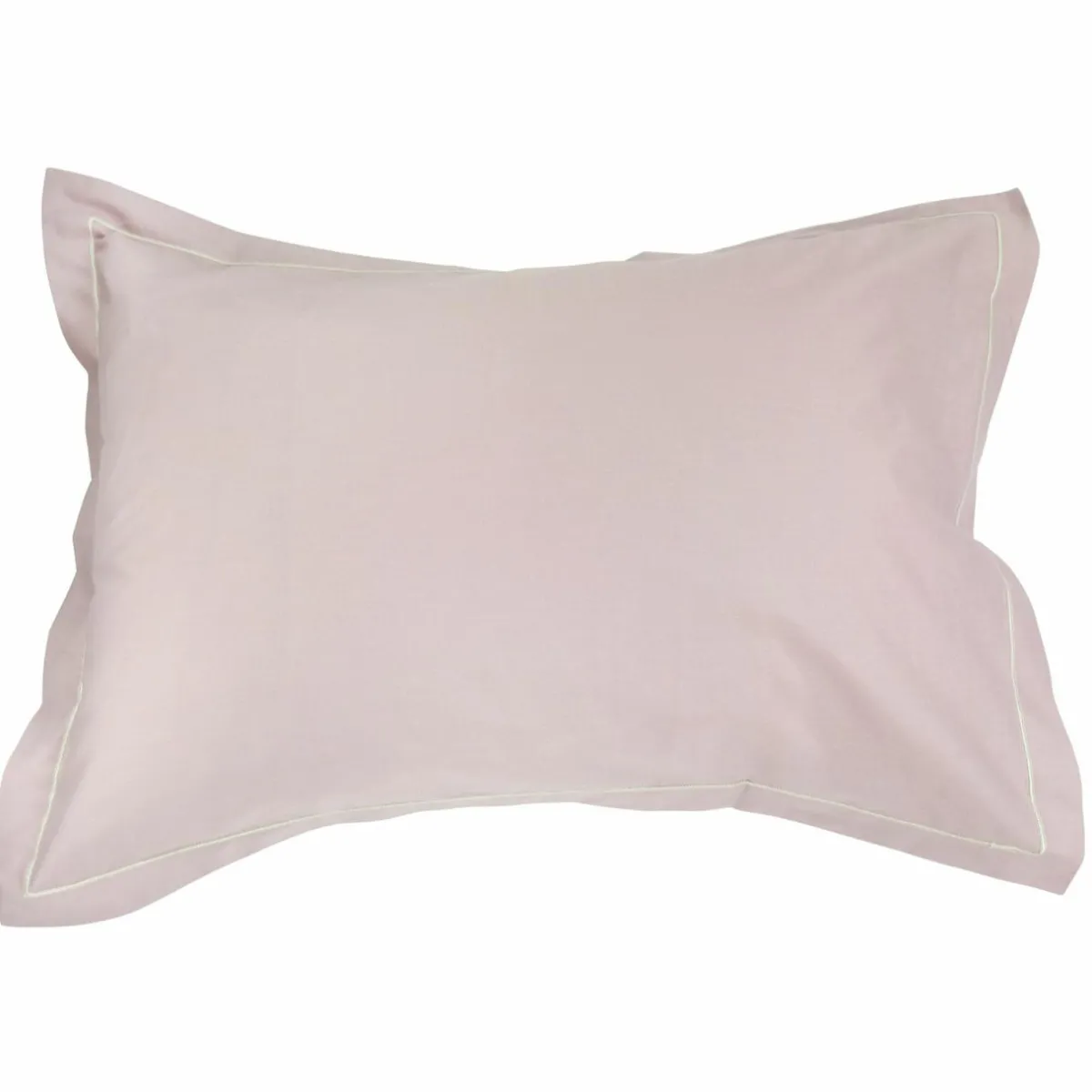 TRADI LINGE Taie d'oreiller rectangulaire coton Félicie ruban Rose clair