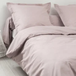 TRADI LINGE Taie d'oreiller rectangulaire coton Félicie ruban Rose clair
